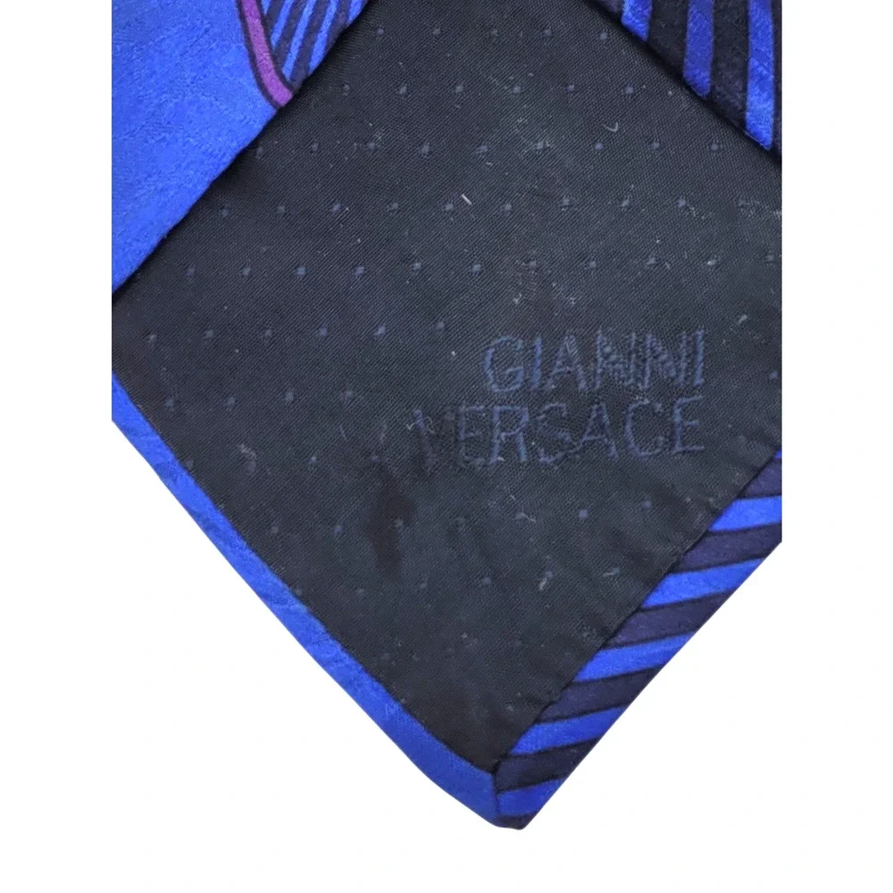 Great Colorful Gianni Versace Vintage Italian Silk Tie Men's Blue Gold Purple